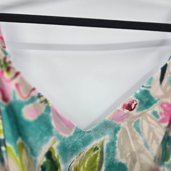 Torrid Teal Tea Length Midi Chiffon Pleated Shark Bite Floral Dress Size 3/3x - Picture 9 of 12